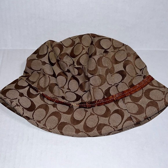 Vintage Y2K Coach Signature Monogram Bucket Hat Beige Tan P  display picture 1
